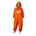thumbnail image 4 of LILIYA Pumpkin Onesie for Women Adult Halloween Jumpsuit Long Sleeve Hooded Pajamas Plush Long Sleeve Flannel Loungewear, 4 of 4