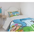 thumbnail image 4 of Ambesonne Cartoon Quilted Bedspread Set 2 Pcs, Mischievous Boy, Twin Size, Multicolor, 4 of 6