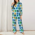 thumbnail image 2 of Honeii Cartoon Monster print Women's Pajama Sets Long Sleeve Button Down Sleepwear Nightwear Soft Pjs Lounge Sets-XX-Large, 2 of 7
