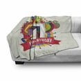 thumbnail image 3 of 21st Birthday Soft Flannel Fleece Throw Blanket, Colorful Design Happy Birthday Themed Image with Geometrical Castle Print, Cozy Plush for Indoor and Outdoor Use, 50" x 60", Multicolor, by Ambesonne, 3 of 6