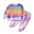 thumbnail image 2 of Uccdo 2Pcs Toddler Girls Casual Clothes Sets Little Girls Rainbow Striped Hoodie Sweatshirts + Long Pants 2-8Y, 2 of 3