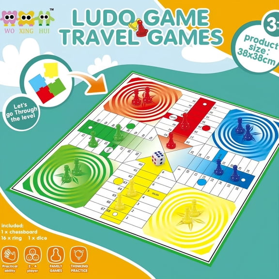 Travel Ludo Board Game Set Plastic Classic Strategy Game For Family Party Entertainment 8.7x9.4 Inches