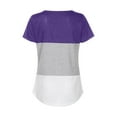 thumbnail image 4 of SHOPESSA Womens Tops Summer Rounk Neck Triple Color Block Stripe T-Shirt Short Sleeve Blouse T-Shirt Causal Printing Soft Tops, 4 of 4