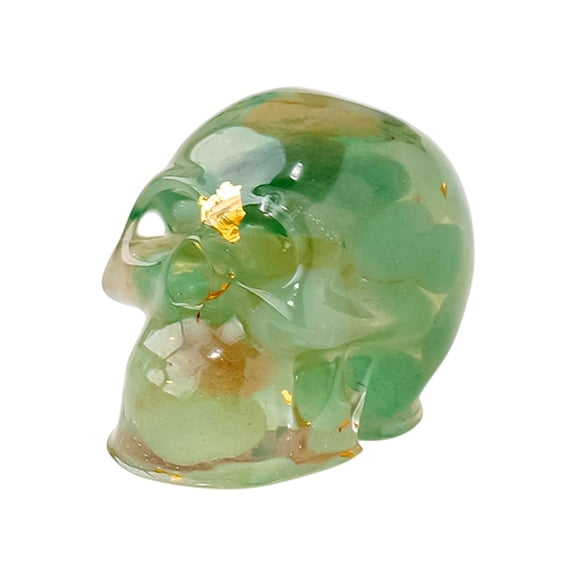 Uxgjfwu Resin Skull Decor, Natural Crystal Gravel Gothic Head Sculpture Halloween Tabletop Ornament for Home Desk Display Spooky Gift