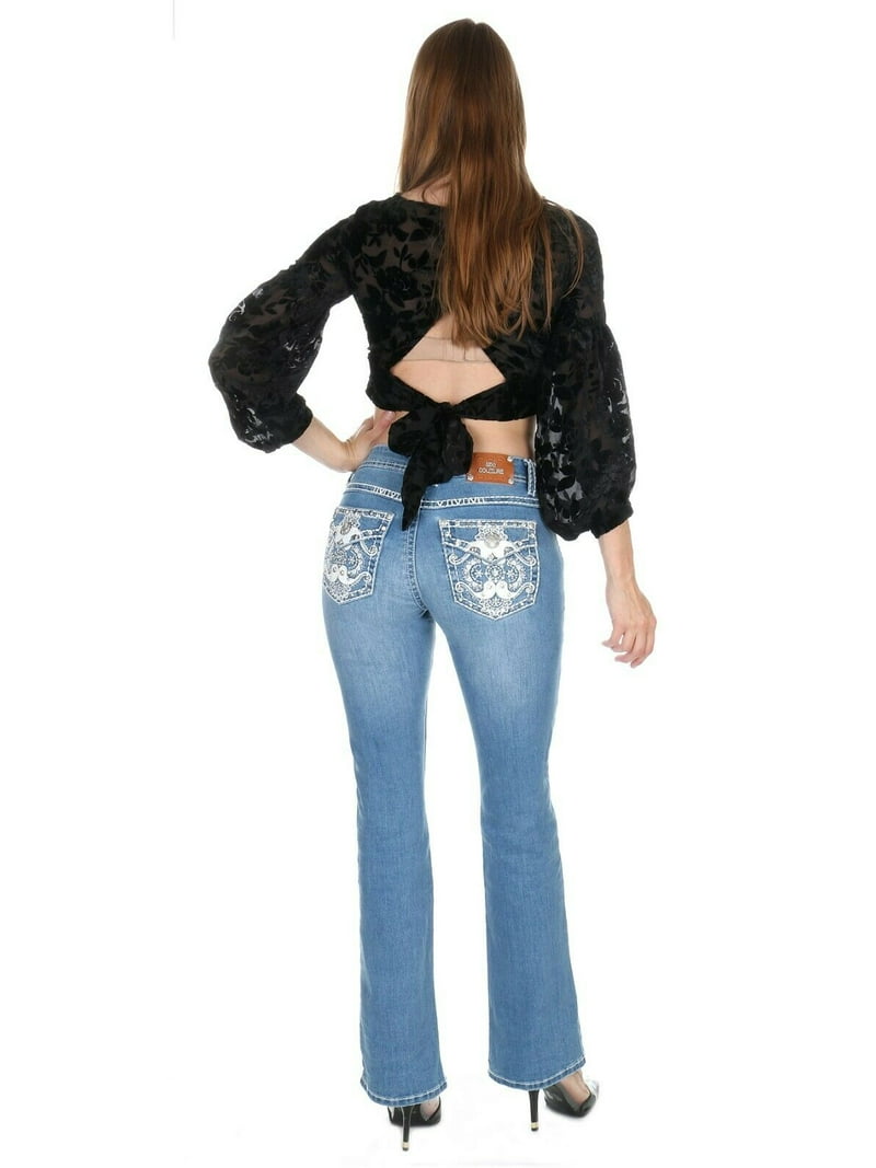 パンツ Slim boots cut washing jeans Side Slit Stretch Slim Bootcut