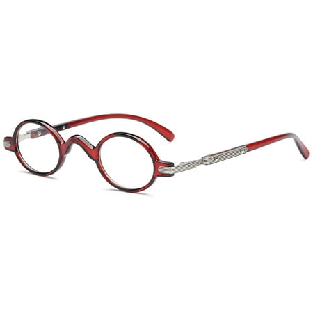 MAGIMODAC Retro Oval Reading Glasses Nerd Eyeglasses Eyewear Readers for Men Women (1 Pcs Red Reading Glasses, +3.5)