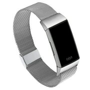 WFEAGL Charge4/Charge3/Charge3 SE Fitness Sport Band Metal Wristband Slim Silver