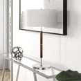 thumbnail image 2 of Henn&Hart 14" Rustic Oak/Polished Nickel Finish Metal/Fabric Table Lamp, 2 of 9