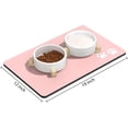 thumbnail image 2 of Dog Food Mat, 12"x19" Flower Dog Mat for Food and Water, Absorbent Cat Bowl Mat Protect Floors, Cute Cat Food Mat for Feeding & Watering Supplies, Pet Feeding Mat, Pink Footprint Pet Placemat, 2 of 6