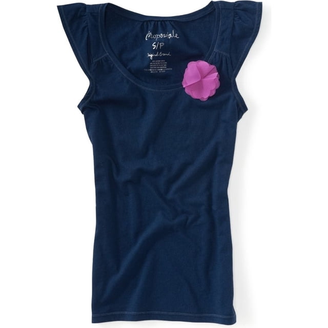 Camiseta sin mangas Aeropostale con mangas onduladas para mujer Color sólido azul XS