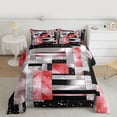 thumbnail image 2 of Manfei Geometric Rectangle Boy Girl Full Size Comforter Sets 3-Piece,Bling Glitter Bedding Comforter Set,Vintage Aesthetic Lightweight Bedding Sets,Lightweight Room Decor,Reversible, 2 of 8