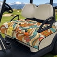 thumbnail image 2 of COEQINE Fold-and-Carry Golf Cart Seat Cover, Bag-Style Handle for Easy Carry, Universal Fit Quilted Padding, 4 Pockets, Fits for EZGO Yamaha Club Car, Groovy Hippie Floral, 2 of 8