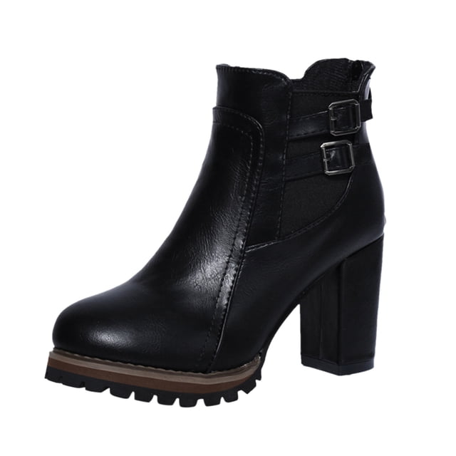 NECHOLOGY Botas Mujer Adulto Femenino Zapatos Botines para mujer Botas altas de tacón único botas gruesas para mujer zapatos de mujer con cremallera botas de mujer (Black, 8.5)