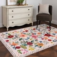 thumbnail image 5 of Pink Flowers Area Rug 3x5 Washable Rug Non Slip Spring Farmhouse Floral Leaves Vintage Large Area Rug Indoor Floor Carpet for Entryway Bedroom Kitchen Living Room Home Office Dining Room Nursery, 5 of 8