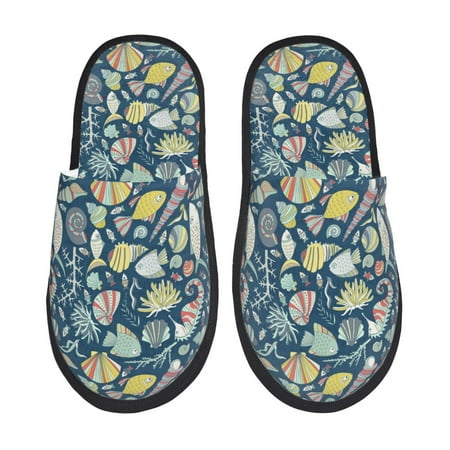 

Tideii Underwater Creature for Home Indoor Cotton Slippers Autumn and Winter EVA Plush Slippers Household Supplies Unisex-Medium