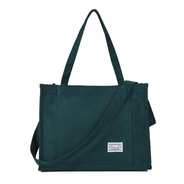 Bolso de mano Valleycomfy, vintage, casual, de pana para mujer, verde