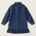 thumbnail image 5 of Odeerbi 2-8 Years Toddler Girls Long Sleeve Ruffle Denim Dress Spring Fall Cute Cotton Shirt Dress Children Fashion Solid Color Button Jean Dress with Pocket Toddler Girls Clothes, 5 of 9