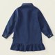 thumbnail image 5 of Odeerbi 2-8 Años Niñas Vestido Vaquero Manga Larga Cuello Moño Primavera Otoño Vestido Camisero Algodón Niños Color Sólido Vestido Jean Botón Con Bolsillo, 5 of 9