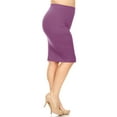thumbnail image 2 of Women's Solid Casual Elastic Waistband Stretchy Office Knee Length Midi Pencil Skirt S-3XL, 2 of 4
