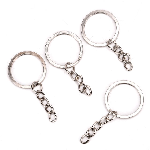 100pcs/set Silver Nickel Metal Round DIY Key Ring Keychain Jewelry Findings Accessories (25mm)