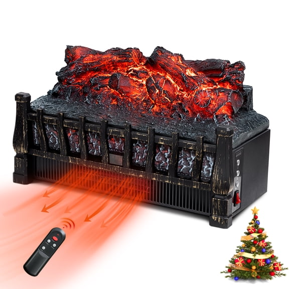 PRO CHOICE Electric Fireplace Log Heater W/ Quartz Realistic Ember Bed, Fireplace Insert with Realistic Fake Fire, Remote Control