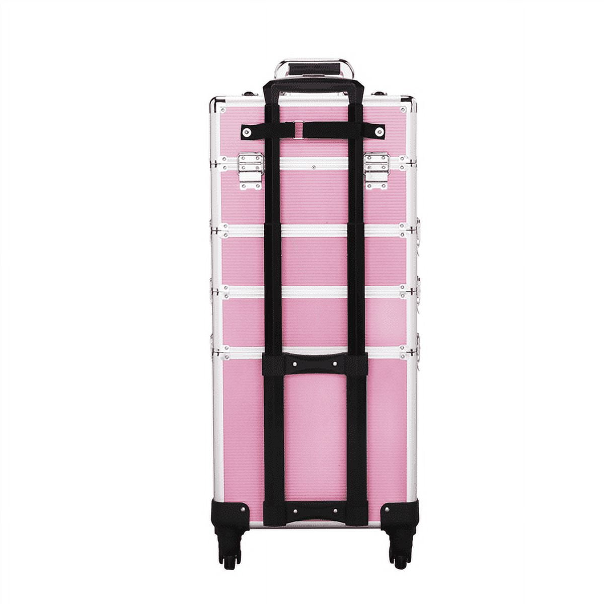 Alden Design Professional Aluminum Makeup Case with Wheels, Pink