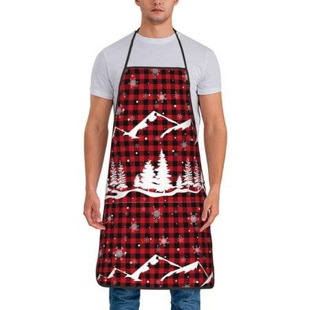 

Tideii Christmas Tree Buffalo Plaid for Tie-up Apron Unisex Waterproof and Stain-Resistant Bib Apron for Kitchen Garden Painting