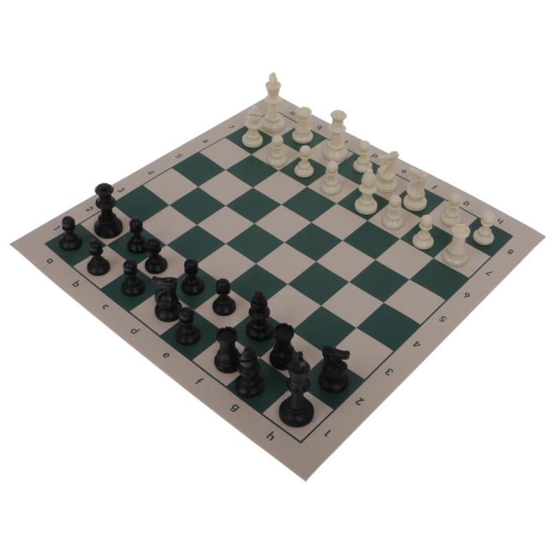 Portable Chess Set Travel Game w/ Roll-up Chessboard Children 34.5 x 34.4 cm 