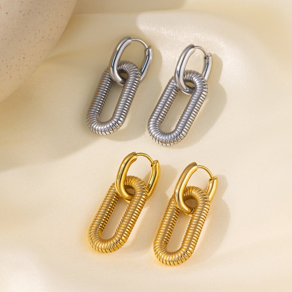 Chunky Chain Link Hoop Earrings for Women Gold or Silver Stainless Steel Ginger Lyne Collection