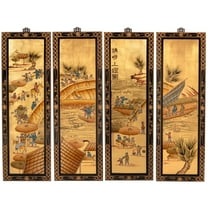 Oriental Furniture Gold Lacquer Wall Screen Ching Ming
