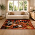 thumbnail image 2 of Gelasgo Black Cat Floral Velvet Area Rug, Retro Botanical Animal Decorative Carpet, Artistic Indoor Floor Mat for Bedroom Living Room Dorm Office Home Decor, 2 of 5