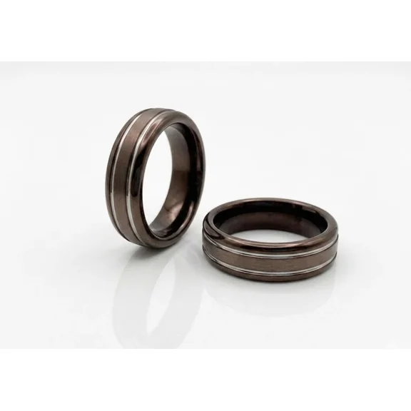 Bronze and Silver Men's Tungsten Wedding Band Ring Jewelry 6mm Sizes 11