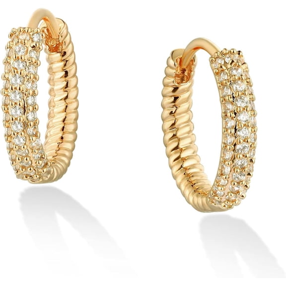 Soleilie 14K Gold Plated Earrings for Women Gold Huggie Hoops Lightweight Small Dainty Hoop Earrings Simple Trendy Hypoallergenic Hoops Jewelry Gift | Cubic Zirconia Huggie Earrings