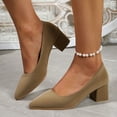 thumbnail image 2 of Womens Suede Solid Office Square Toe Slip On Casual Chunky Low Heel Pumps Shoes 2 Inch, 2 of 8