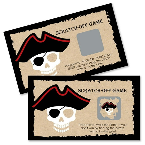 Big Dot of Happiness Beware of Pirates - Pirate Birthday Party Game Scratch Off Cards - 22 Count
