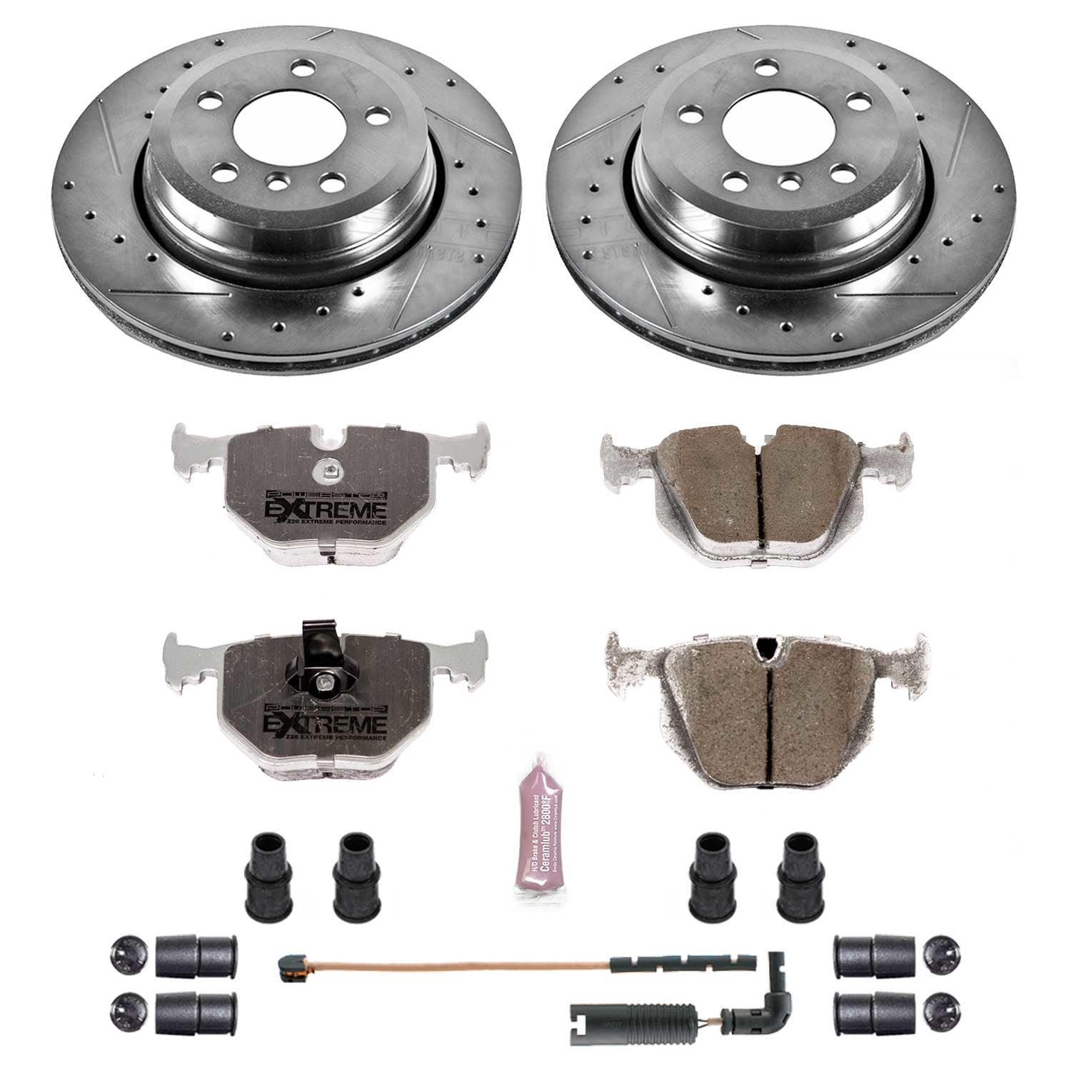 PowerStop Rear Z26 Street Warrior Carbon-Fiber Ceramic Brake Pad and Drilled and Slotted Rotor Kit Fits: BMW Select Models K5738-26