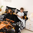 thumbnail image 3 of Manfei Sports Car Bed Sheets,Checkered Print Full Size Sheets,Orange,4 Pieces,1 Flat Sheet, 1 Fitted Sheet and 2 Pillowcases, 3 of 6