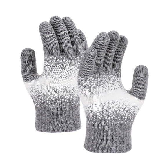 Xfvqtps Women Knit Gloves with Plush Lined Winter Warm Color Block Stretchy Touchscreen Mittens for Women Gray
