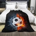 thumbnail image 4 of Soccer Blankets for Boys Game Blanket Footballs Black Throws for Winter All Seasons Bedding Couch Sofa Bed Office for Teens Gift, 4 of 6