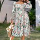 thumbnail image 5 of Vestido Vestido de manga acampanada para mujer Vestido largo de verano con estampado floral y espalda abierta Kuymtek Blanco T M para Mujer, 5 of 8