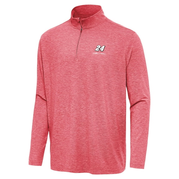 Men's Antigua  Heather Red Jeff Gordon Hunk Quarter-Zip Top