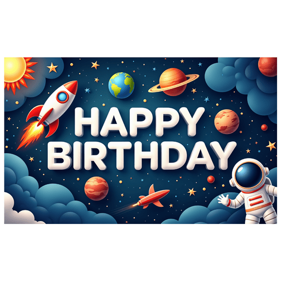 Space Theme Banner Decorative Elements Astronaut Planets Stars for Kids Party Indoor Celebration