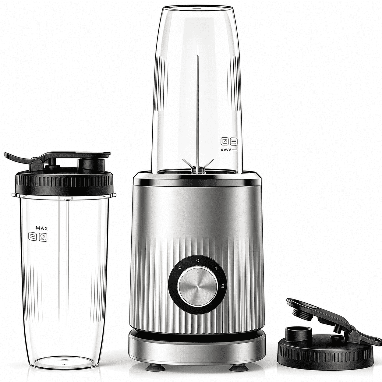 Smoothie Blender, 450W Personal Blender for Kitchen and Blend Shakes,Smoothies,Frozen Drinks, Baby Food with 2 No-BPA Portable Cups-Silver