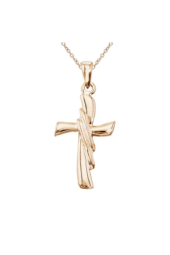 14K Yellow Gold Modern Cross Pendant