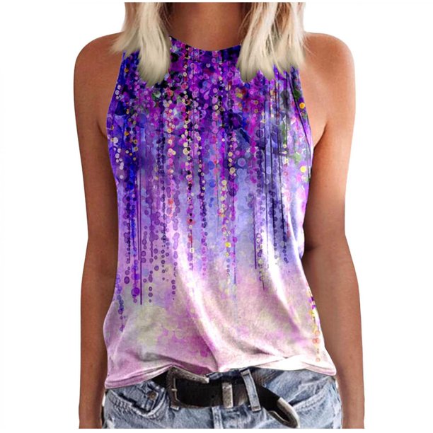 Camiseta holgada sin mangas con cuello redondo y estampado de moda para mujer Pompotops lopia993816