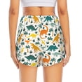 thumbnail image 2 of Lsque Dinosaurs and Tropical Leaves Printed Women's Running Shorts with Liner Pockets,Elastic Quick Dry Workout Athletic Gym Yoga Shorts,Womens High Waist Shorts-Small, 2 of 9
