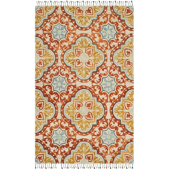 SAFAVIEH Aspen Tris Southwestern Wool Area Rug, Beige/Rust, 8' x 10'