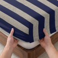 thumbnail image 3 of Twin Sze Fitted Sheet Set - Navy Blue Striped 2 Piece Bedding Sets 16" Deep Pocket Fitted Sheet with 1 Pillowcase, Farmhouse Country Minimalist Stripes Brushed Microfiber Hotel Luxury Bed Sheets, 3 of 9