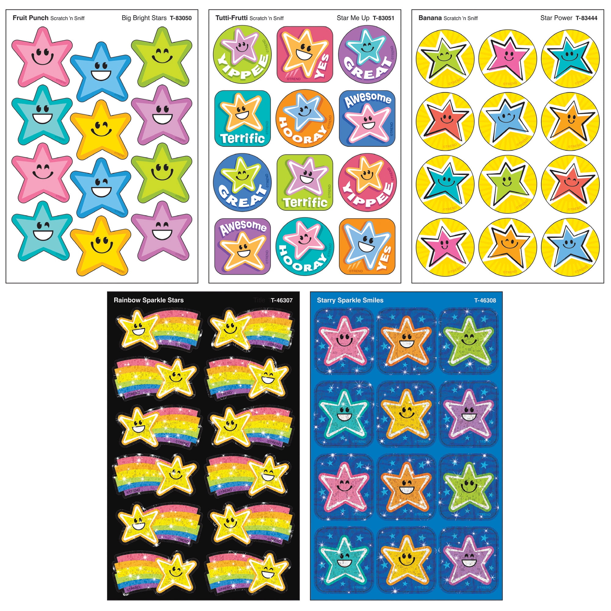 TREND: Scratch 'N Sniff: All Stars - 240ct Scented Stinky Stickers Variety Pack, 20 Sheets Of Colorful Star Encouragement & Celebration Stickers