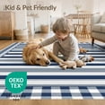 thumbnail image 4 of ODIKA 8'x10' Washable Area Rug Gingham Border Frame Wide Band Alternating Stripe Striped Stripes for Living Room, Under Sectional, Family , Durable, Non-Slip, 4 of 7
